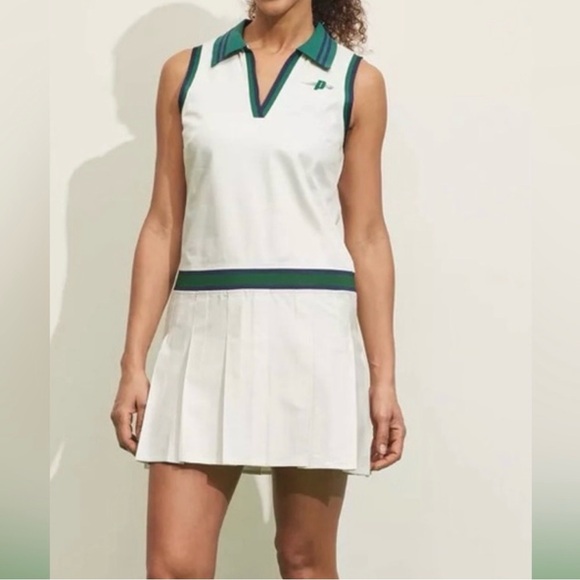 Prince Dresses & Skirts - PRINCE Pickleball Sleeveless Pleated Dress Off White with Green Trim M - NWT